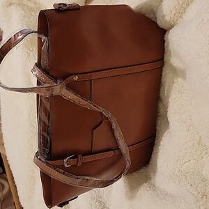 NWT Large Leather Shoulder Tote Bag
